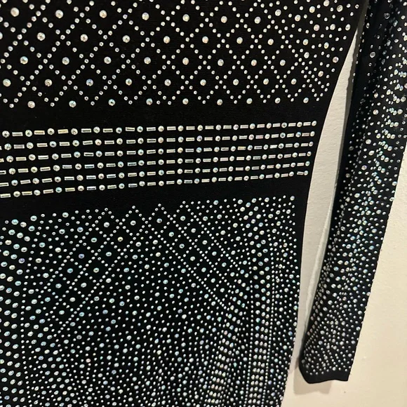 Windsor Black and Silver Embellished Long Sleeve Bodycon Dress NWT - Picture 4 of 8